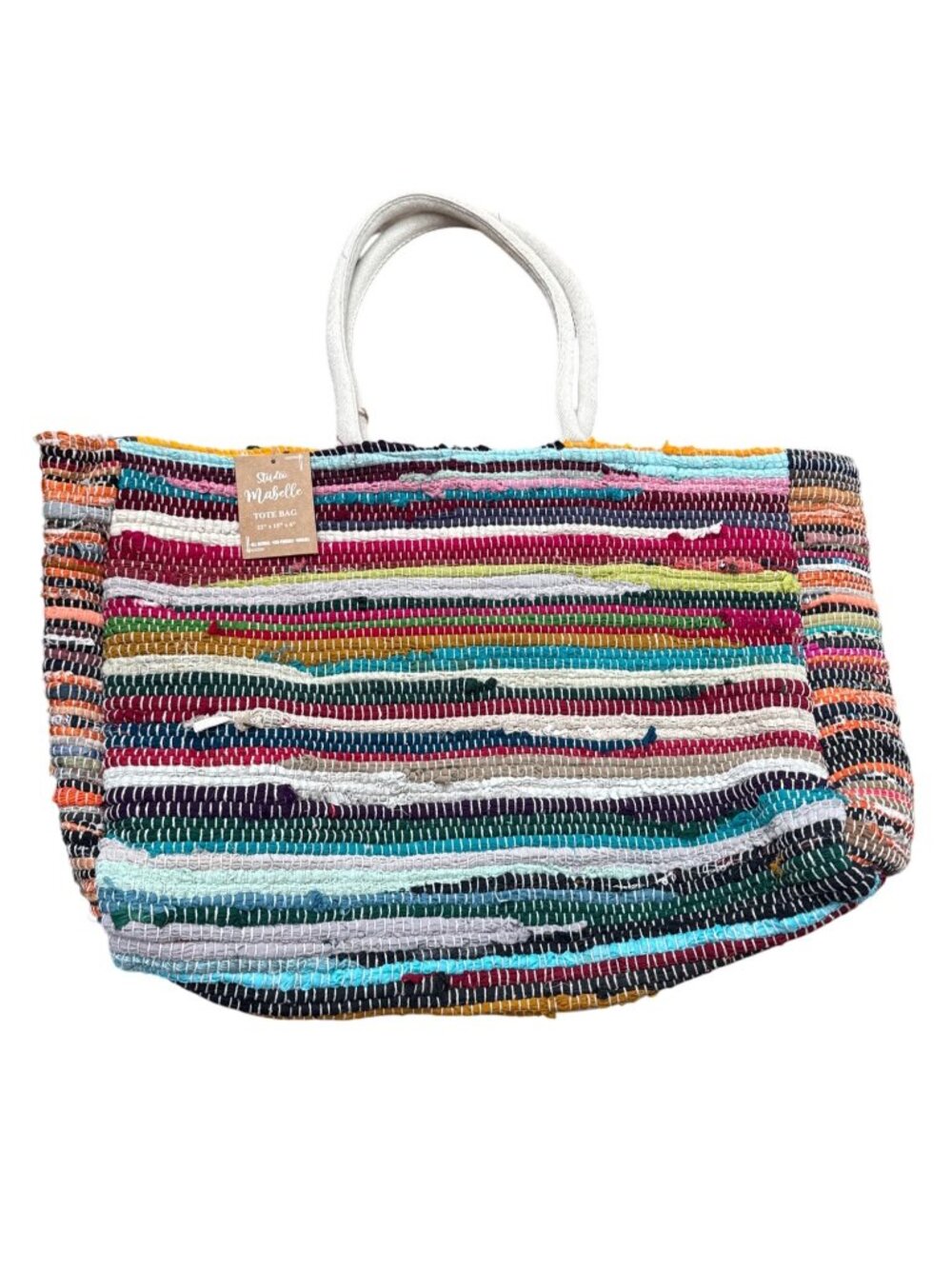 Studio Mabelle Eco-Friendly Multicolor Woven Tote Bag All Natural Durable